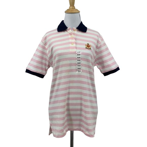 Vintage Charter Club Classics Polo Shirt Women S Small Pink Striped Cotton - Picture 1 of 16